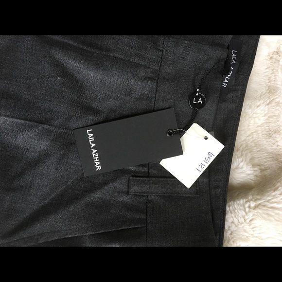 NWT Laila Azhar Wool Dark Gray Wide-Leg Pants - Picture 4 of 6